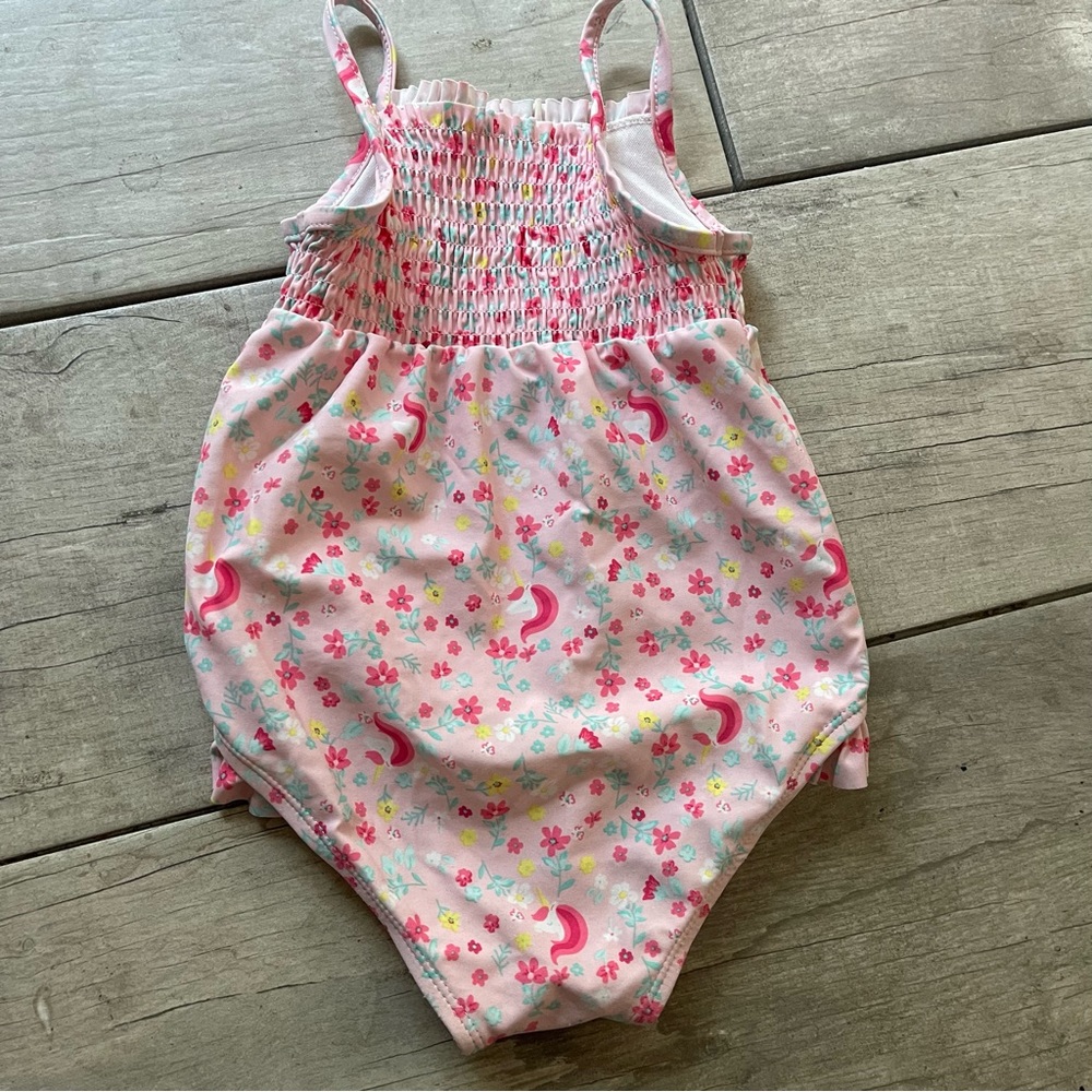 Carters Girl Pink Floral One Piece Swimsuit Size 18m